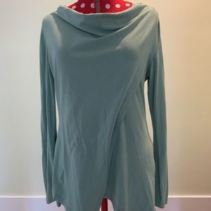 FIG draped-front, asymmetric long-sleeve tee/tunic